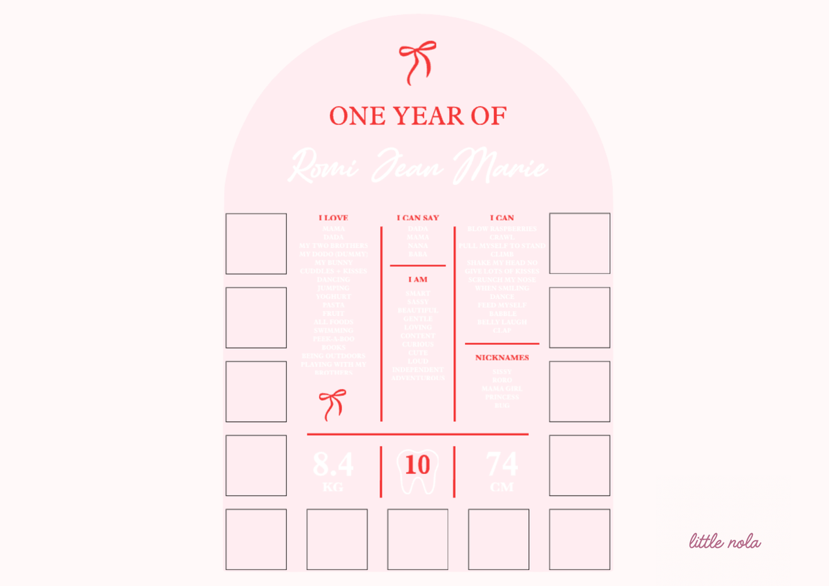Pre-set Bow Milestone & Photo Board (Design 1)