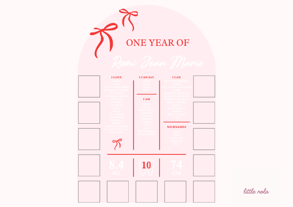 Pre-set Bow Milestone & Photo Board (Design 2)
