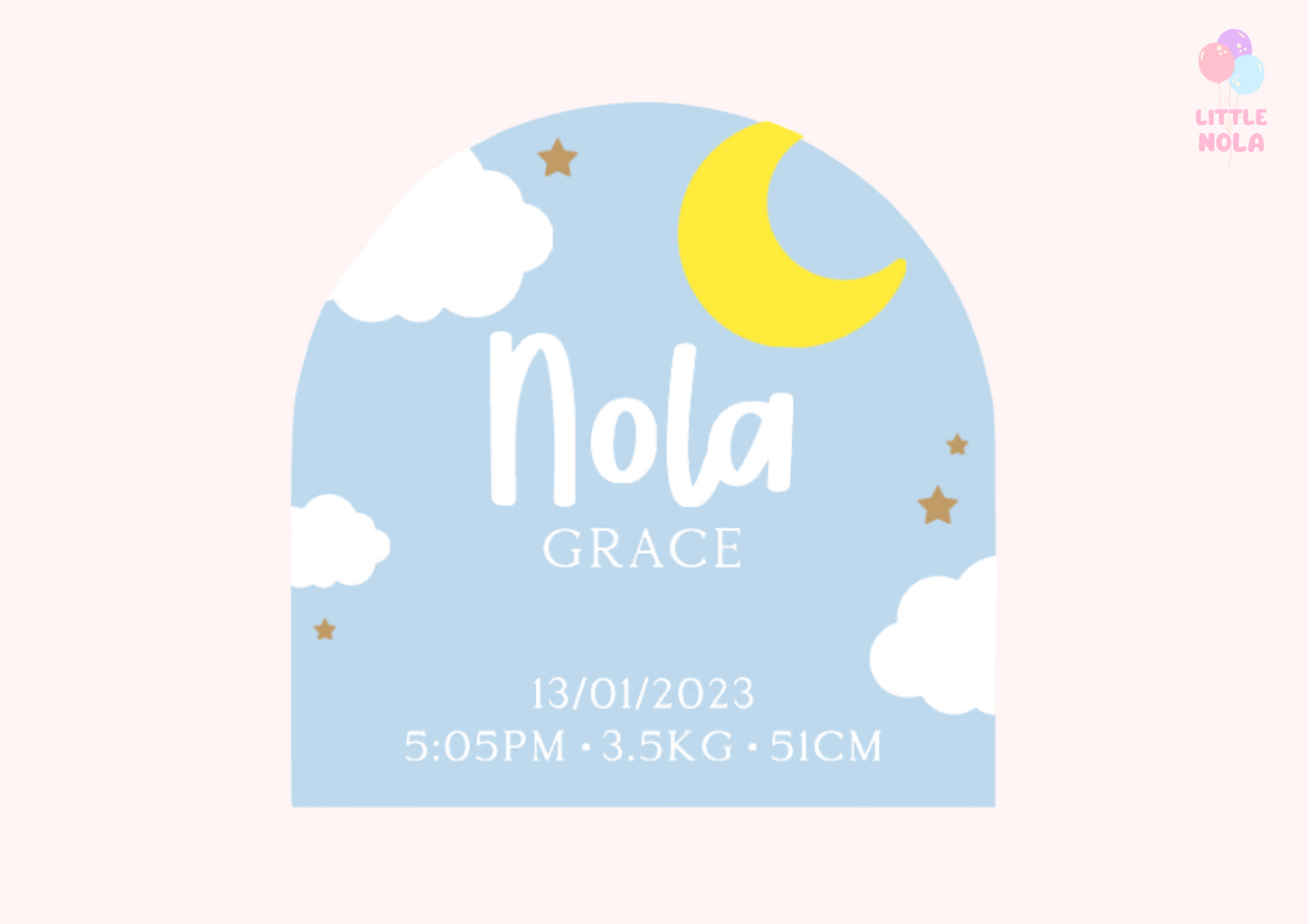 Half Arch Birth Details Plaque - Night Sky