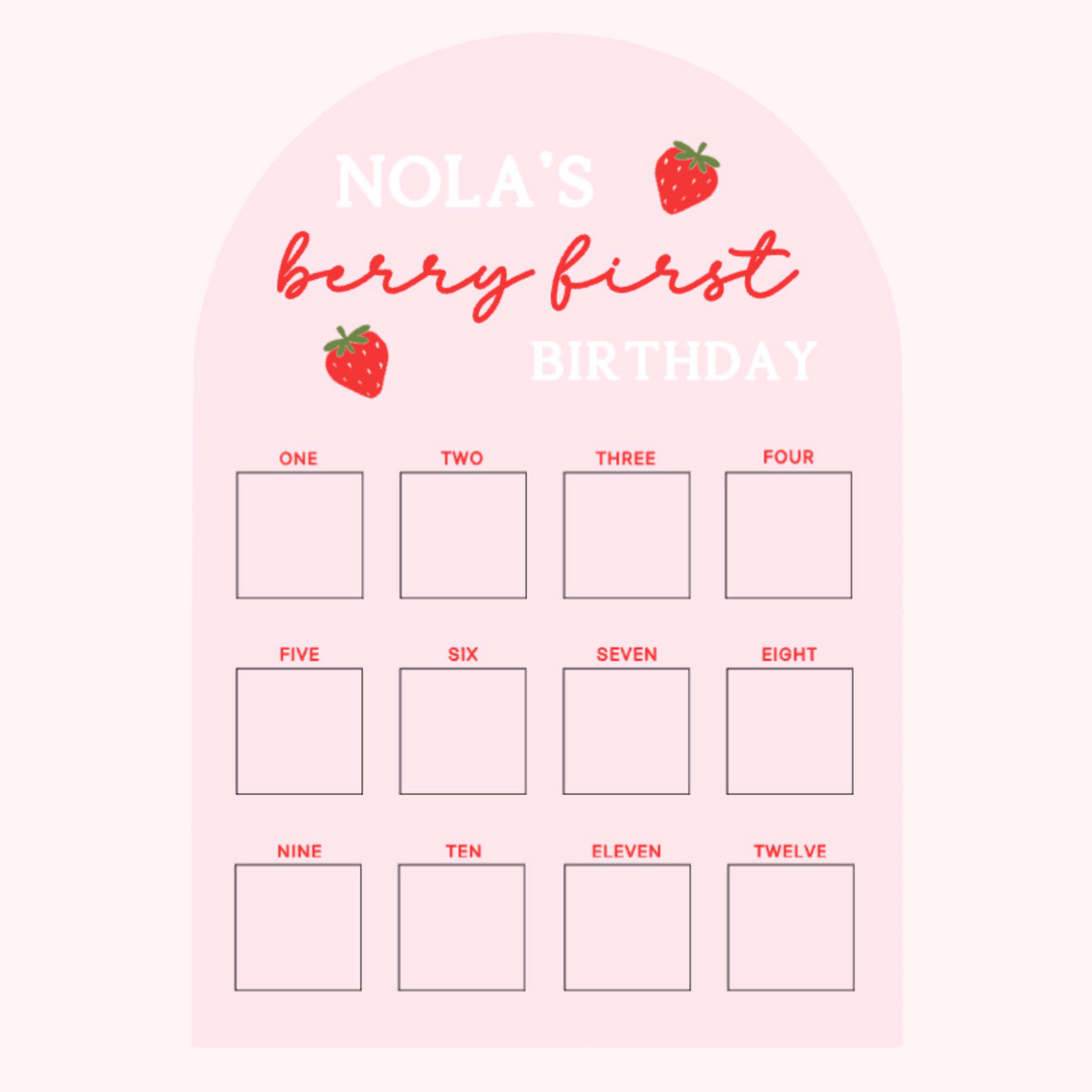 Berry First Birthday Photo Board