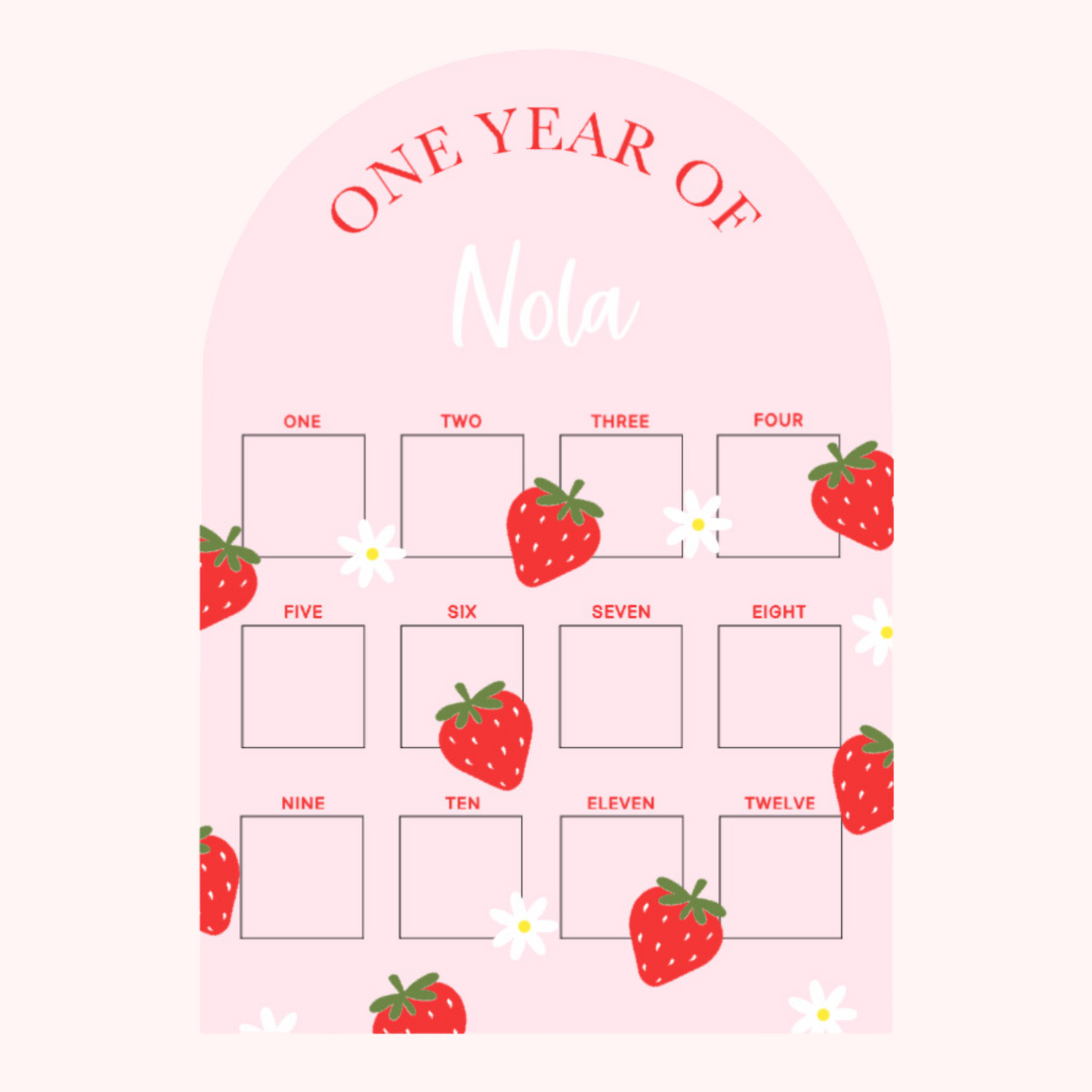 Berry First Birthday Photo Board (Scattered Symbols)