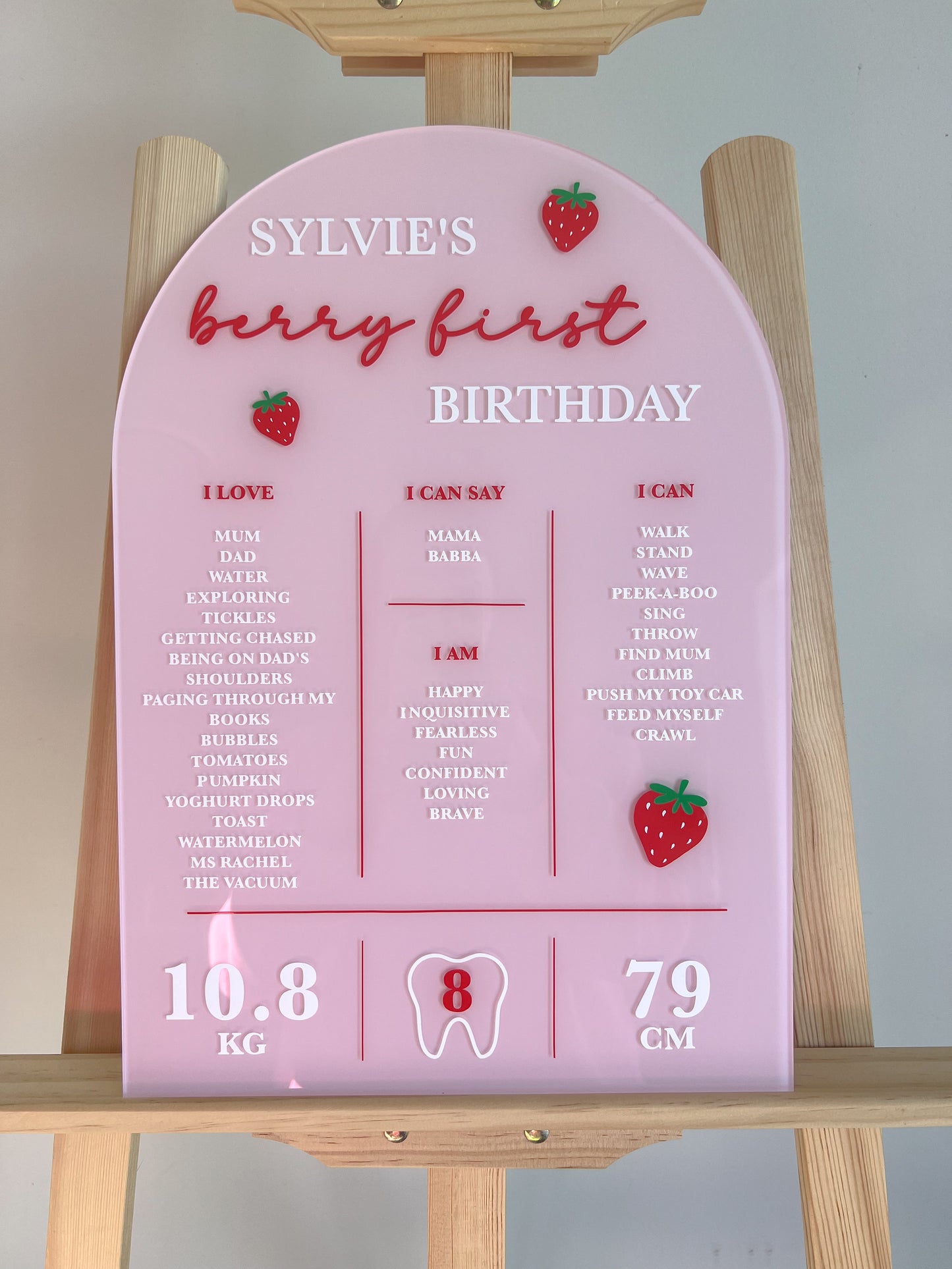Berry First Birthday Milestone Board