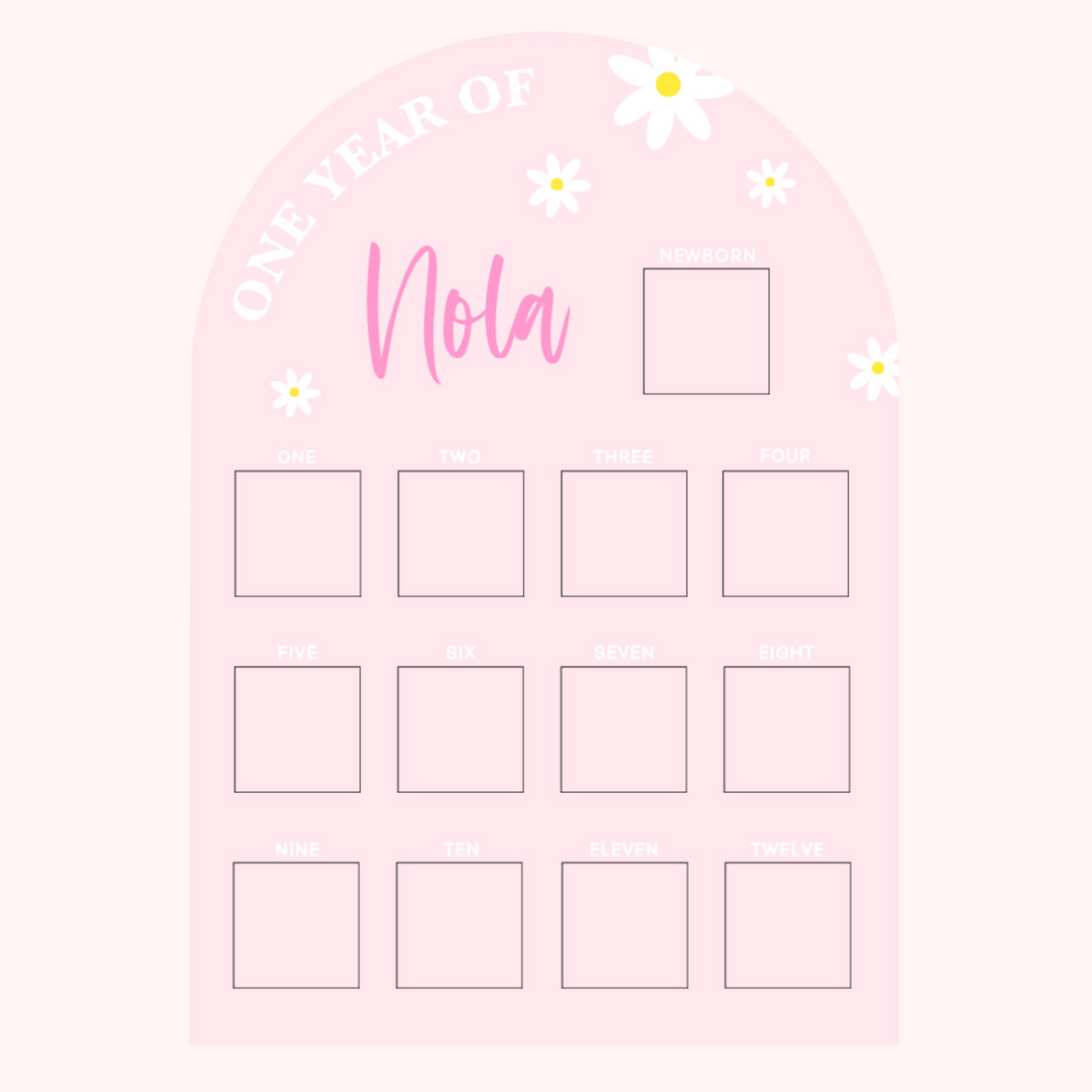 (CUSTOM) 'One Year Of' Photo Board w/ Newborn Photo