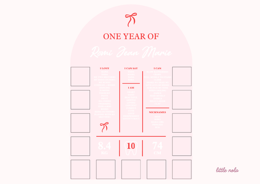Pre-set Bow Milestone & Photo Board (Design 1)