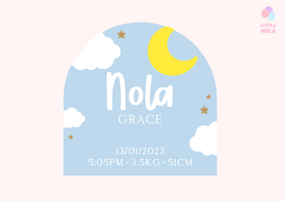 Half Arch Birth Details Plaque - Night Sky