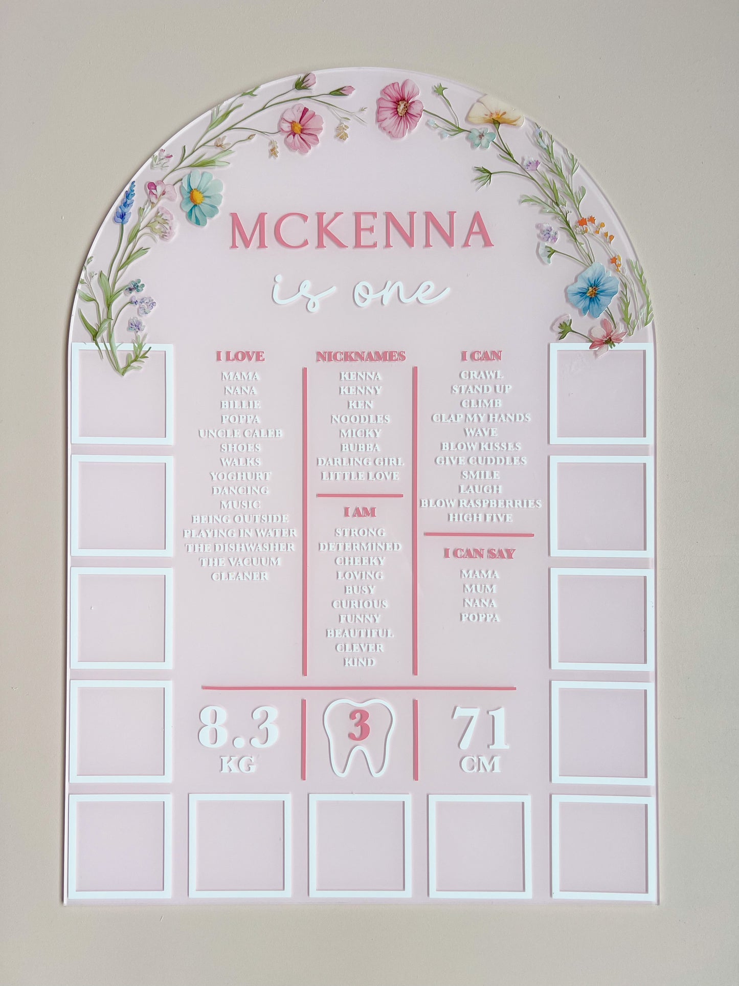 (CUSTOM) Milestone + Photos Birthday Board
