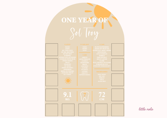 Pre-set Sun Milestone & Photo Board (Design 2)