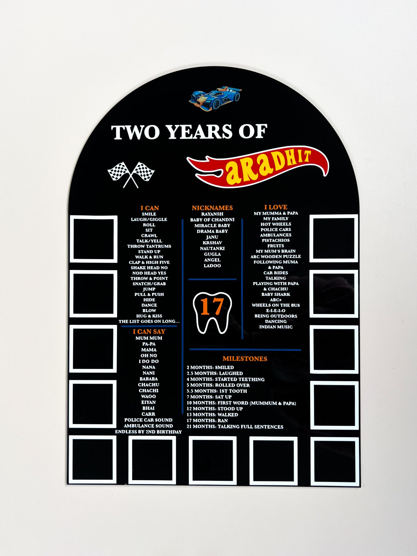 (CUSTOM) Milestone + Photos Birthday Board