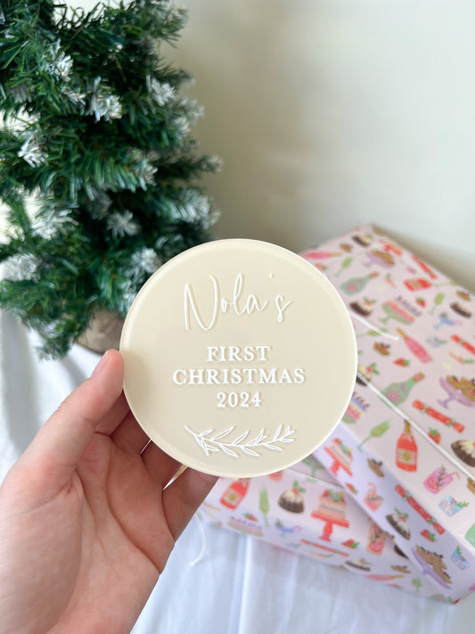 Personalised My First Christmas Plaque - Leaves