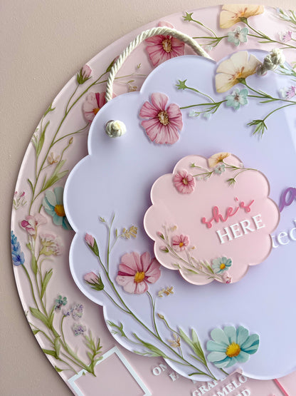 Floral Birth Announcement Plaque