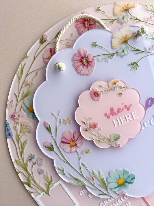 Floral Birth Announcement Plaque