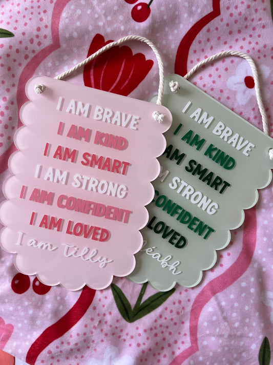 Positive Affirmations Hanging Plaque - Green
