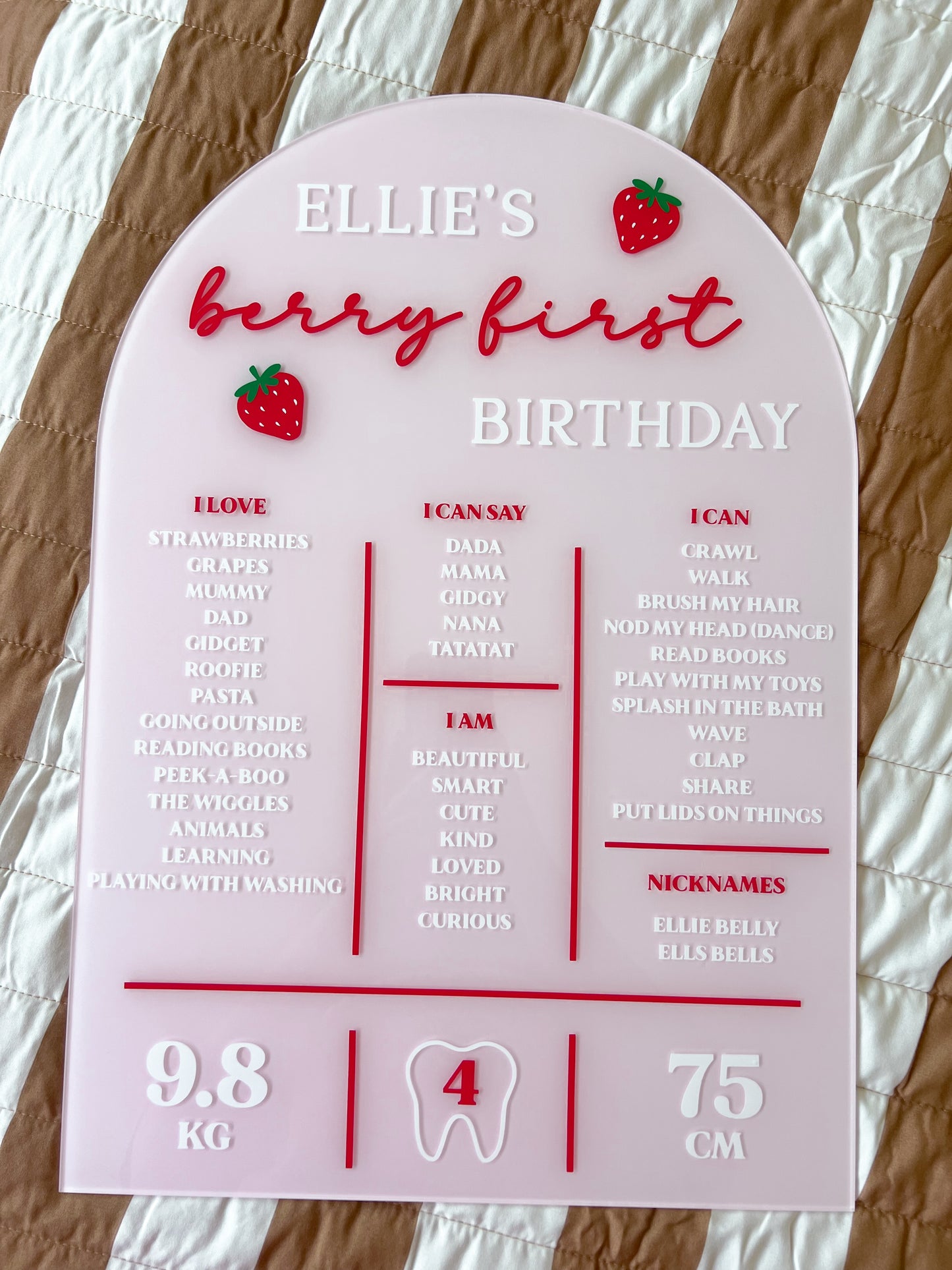 Berry First Birthday Milestone Board