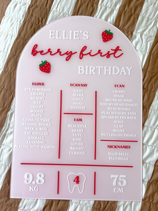Berry First Birthday Milestone Board