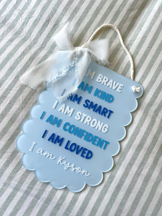 Positive Affirmations Hanging Plaque - Blue