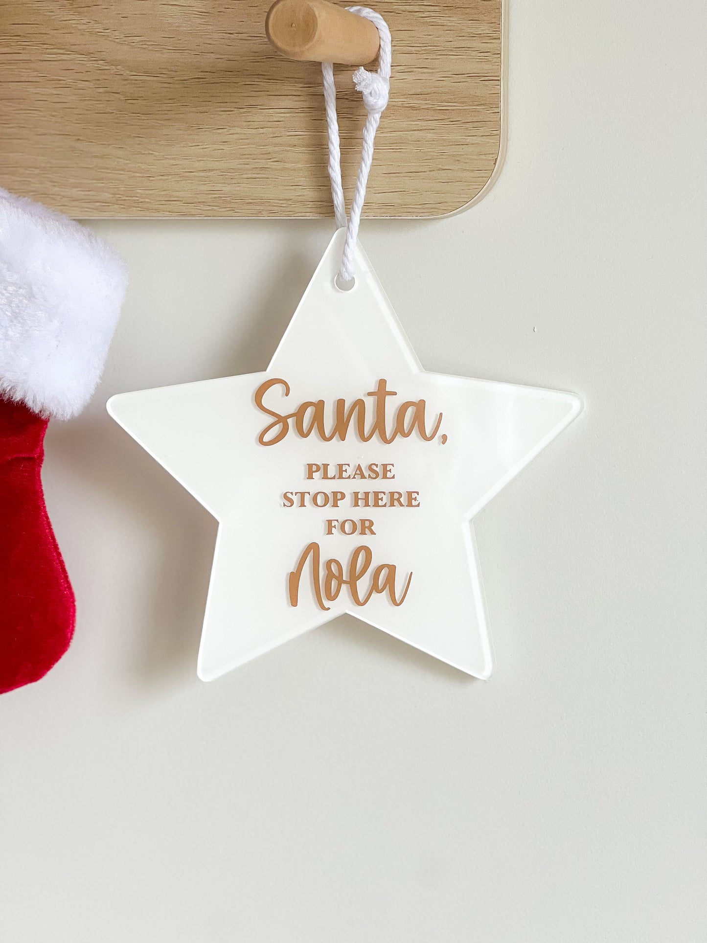 'Santa Stop Here' Hanging Star