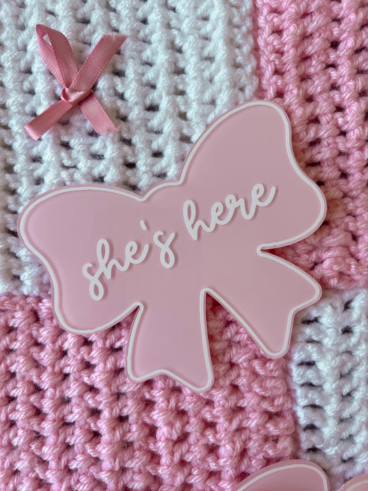 Bow Newborn Birth Announcement